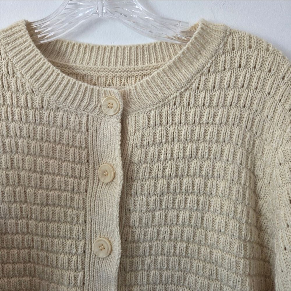 Cream Lace Trim Cardigan Sweater Preppy Coquette Old Money Academia Feminine L - Picture 10 of 12